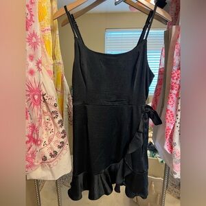 Wild Fable Black Satin Wrap Style Mini Dreas